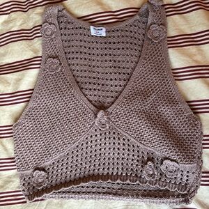 Cotton On Tan Crochet Knit Top